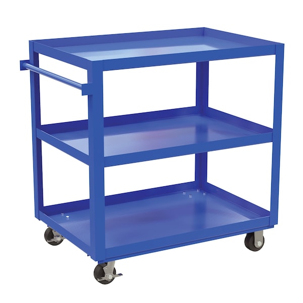 Vestil Steel Service Cart, 3 Shelves, 28 x 40, Steel, 1000 lb Load Capacity, 3 Shelves, 27.875" W SCS3-2840 - main